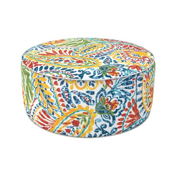 Paisley Ummi Multi Plastic Garden Stool Inflatable Ottoman All Weather Portable Indoor Outdoor Footrest