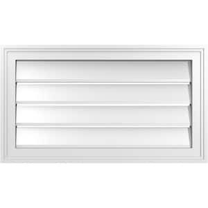 28 in. x 16 in. Vertical Surface Mount PVC Gable Vent: Functional with Brickmould Frame