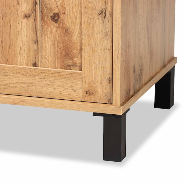 Baxton Studio Unna 70.87 in. Oak Brown and Black TV Stand Fits