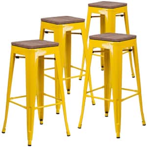 30 in. Yellow Bar Stool (4-Pack)