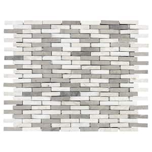 Whispering Cliffs Gray 11.125 in. x 12.25 in. Interlocking Mixed Limestone and Marble Mosaic Tile (9.46 sq. ft./Case)