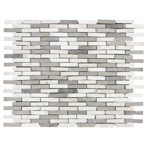 Jeffrey Court Whispering Cliffs Gray 11.125 in. x 12.25 in. Interlocking Mixed Limestone and Marble Mosaic Tile (9.46 sq. ft./Case)