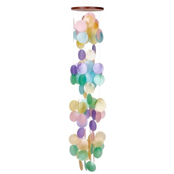 WOODSTOCK CHIMES Asli Arts Collection, Capiz Waterfall, 40 in. Rainbow Wind Chime