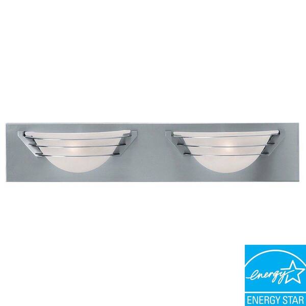 Access Lighting 2-Light Vanity Brushed Steel Finish Frosted Glass-DISCONTINUED