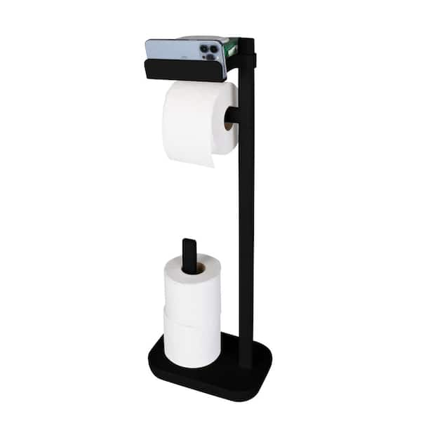 Bath Bliss 3 in 1-Freestanding Toilet Paper Holder Dispenser in Black