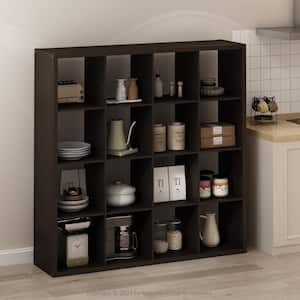 Simple 57.95 in. Tall Dark Oak Wood 12-Cube Bookcase