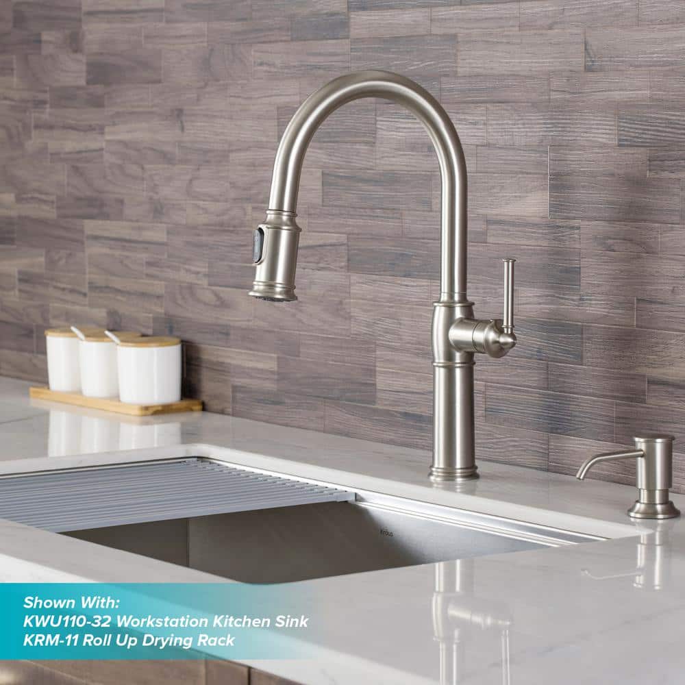 Sellette Spot Free Stainless Steel Pull-Down Kitchen Faucet with Soap Dispenser