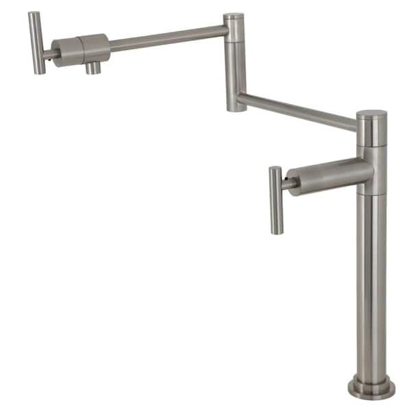 Kingston Brass Manhattan Deck Mount Pot Filler Faucet in Brushed Nickel