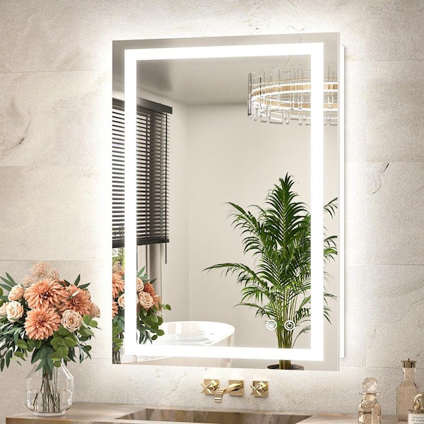 24 in. W x 36 in. H Rectangular Frameless Wall LED Lighted Bathroom Vanity Mirror with Light with Backlit and Anti-Fog
