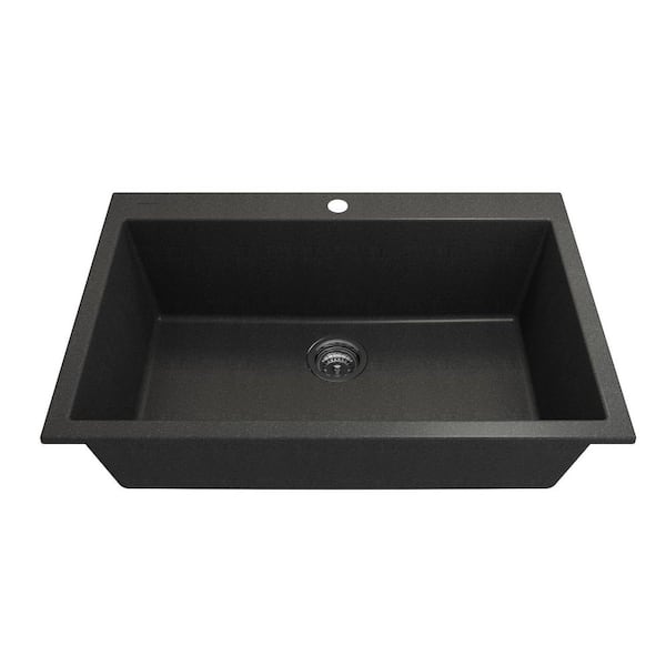Granite Composite Single Bowl Kitchen Sink in Metallic Black