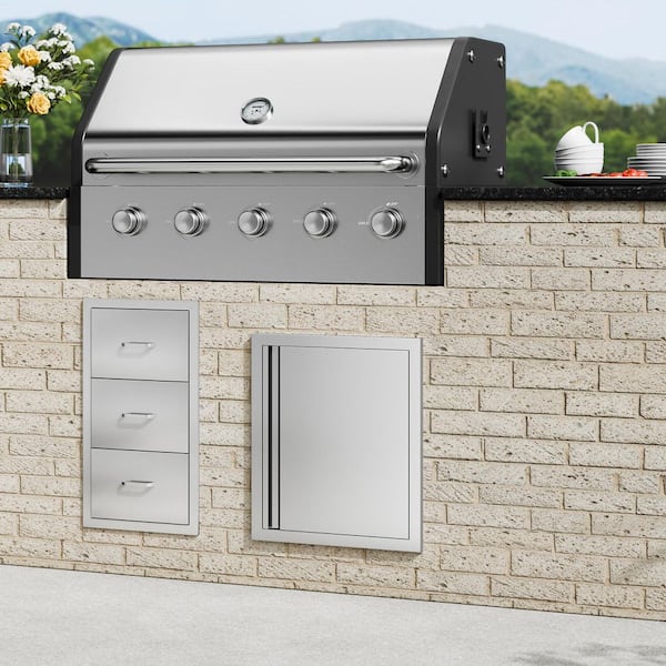 BBQ Access Door, 18 in. Stainless Look One Door Kitchen Door, Stainless Steel Flush Access Door, Wall Vertical Door