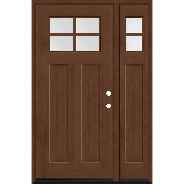 Steves & Sons Regency 51 in. x 80 in. LHIS 4L-1/4Toplite Clear Glass Chestnut Stain Fir Grain Fiberglass Prehung Front Door w/12in.SL