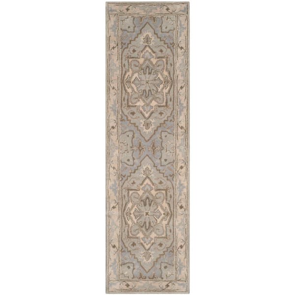 SAFAVIEH Heritage Beige/Gray 2 ft. x 10 ft. Border Runner Rug