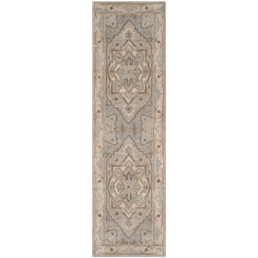 SAFAVIEH Heritage Beige/Gray 2 ft. x 12 ft. Border Runner Rug HG866A ...