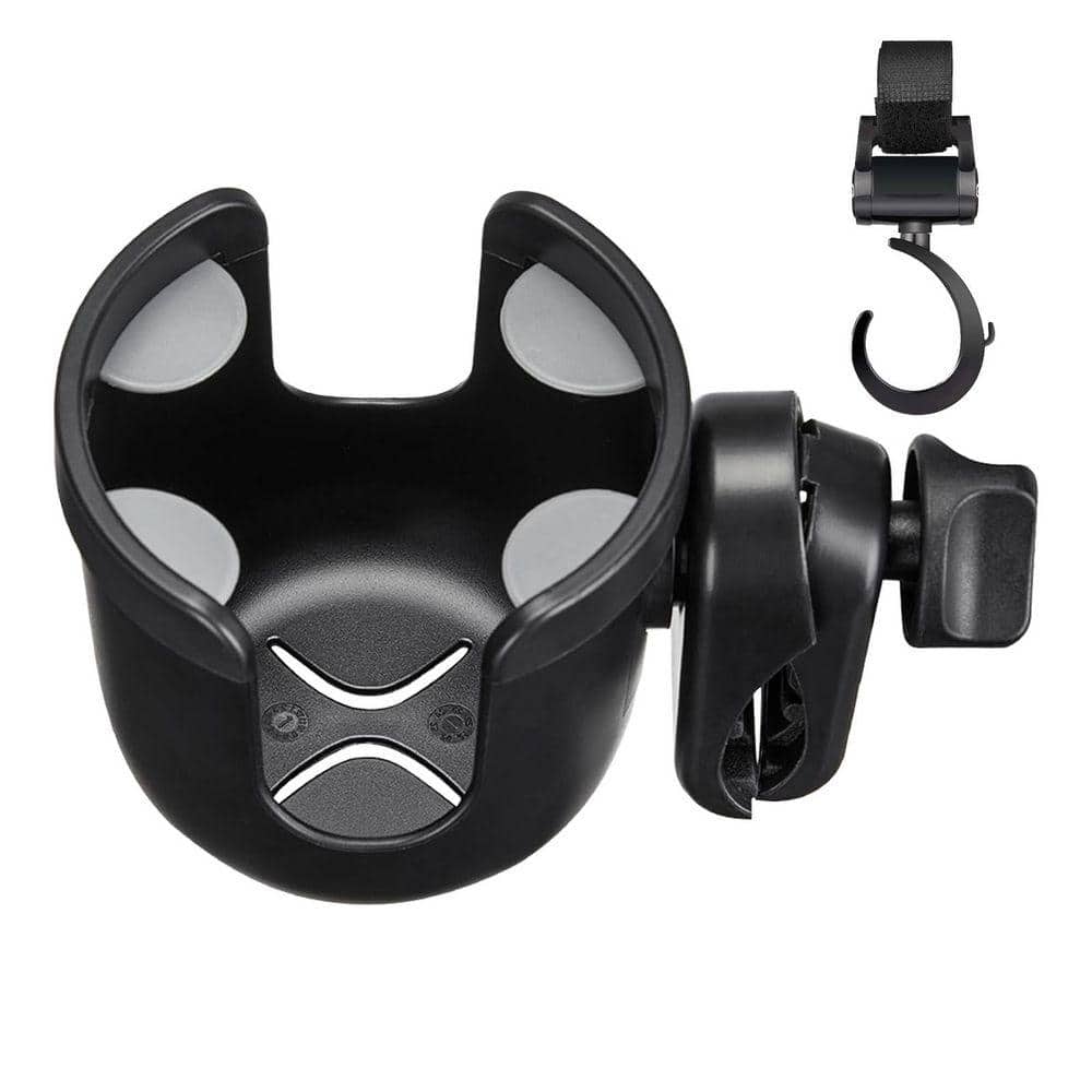 Universal Flexible Tabs Cup Holder Accessory for Rollator, Wheelchair, Walker, Scooter, Stroller in Black