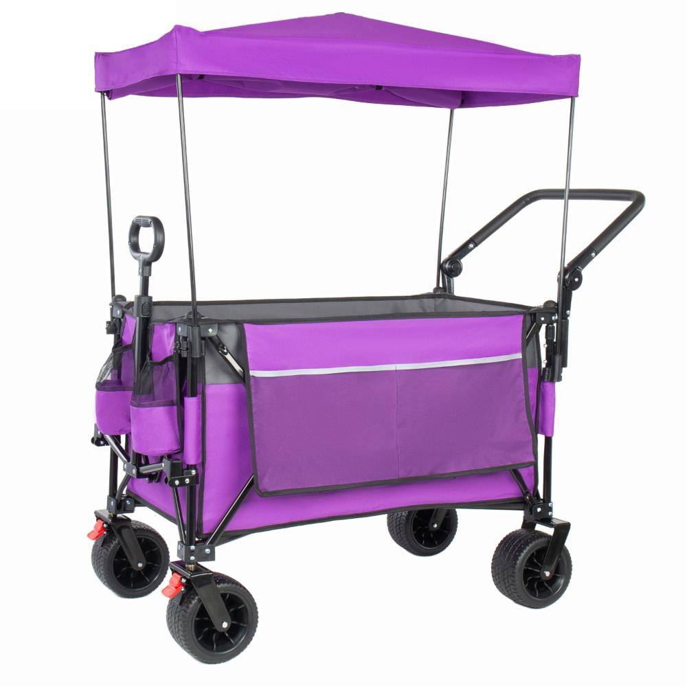 Folding Wagon with Canopy & 7''x4'' Wheels Brakes, 480lbs Capacity, Purple price history on PriceWatchPro