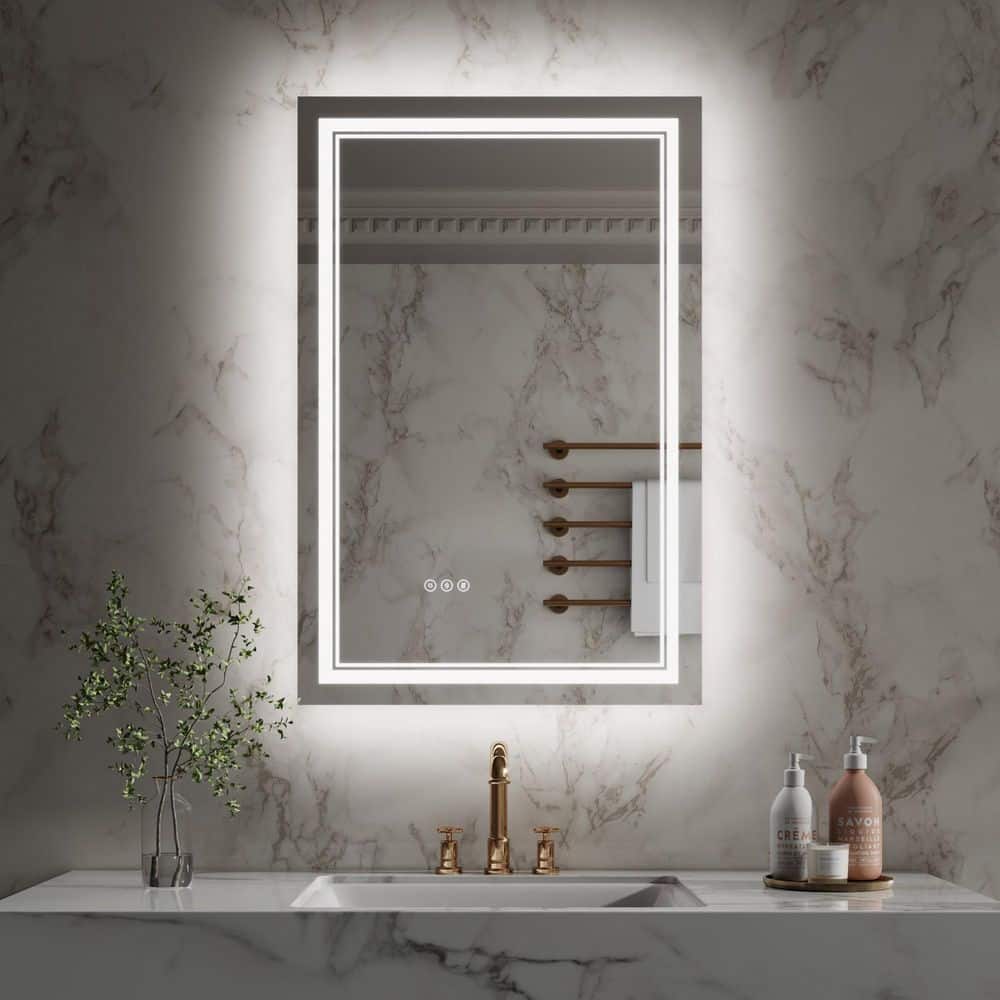 24 in. W x 36 in. H Rectangular Frameless Crystal Clear Wall-Mounted LED Bathroom Vanity Mirror in White price history on PriceWatchPro