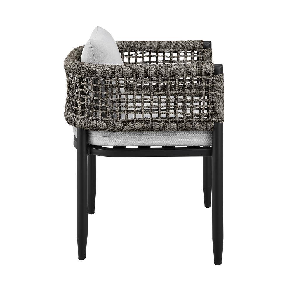 Felicia Black Aluminum 5-Piece Outdoor Dining Set with Grey Cushions