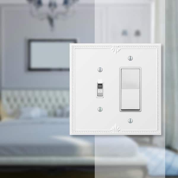 Richmond 2 Gang 1-Toggle and 1-Rocker Composite Wall Plate - White