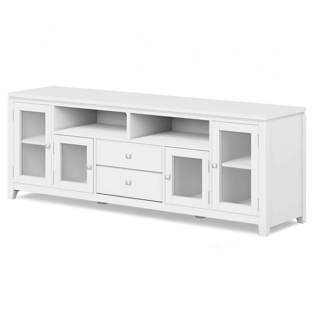 Cosmopolitan White Solid Wood 72" TV Media Stand with Cabinets