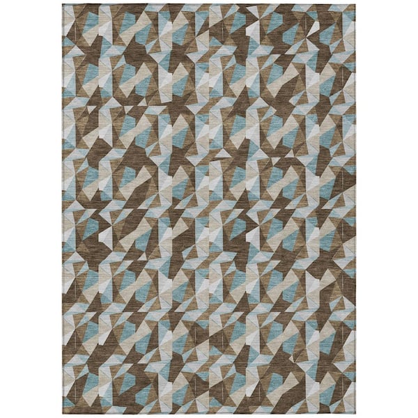 Chantille Machine Washable Indoor/Outdoor Abstract ACN2636 Chocolate 3 ft. x 5 ft. Area Rug