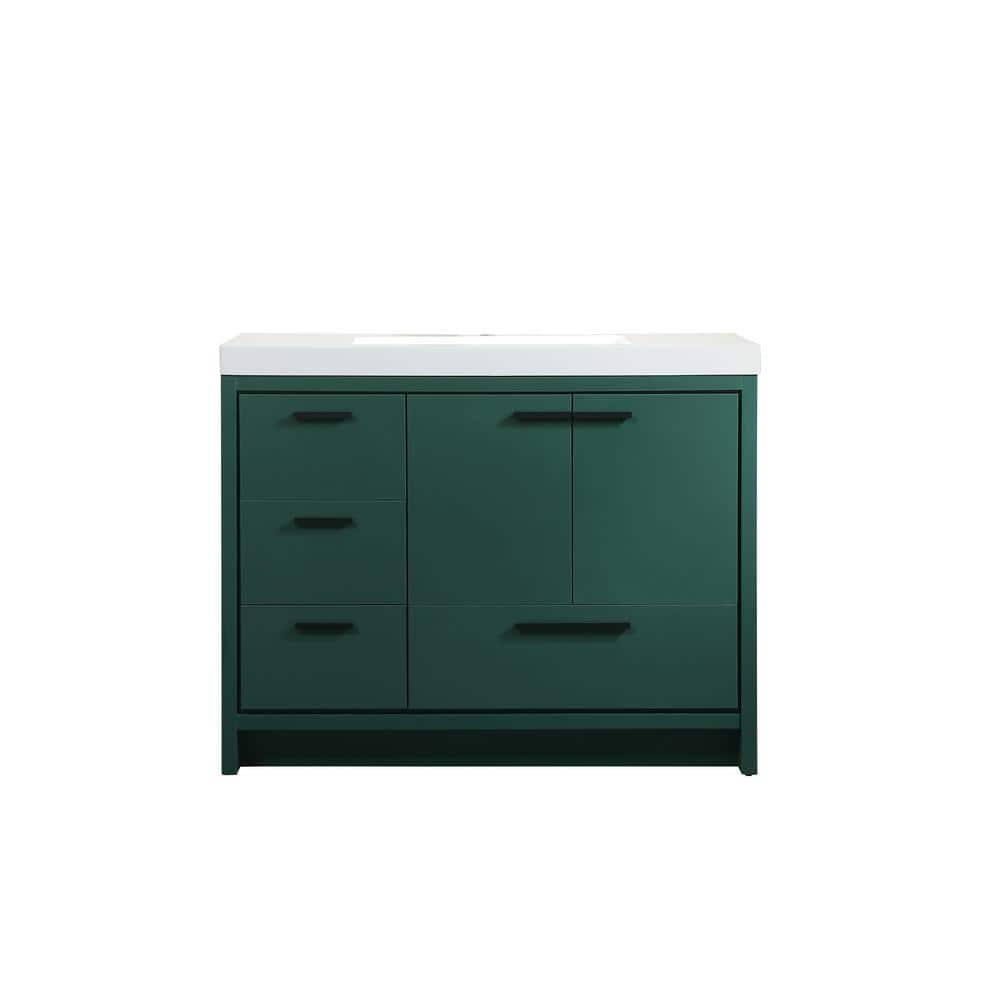 Simply Living 42 in. Single Bathroom Vanity in Green with Resin Vanity Top 