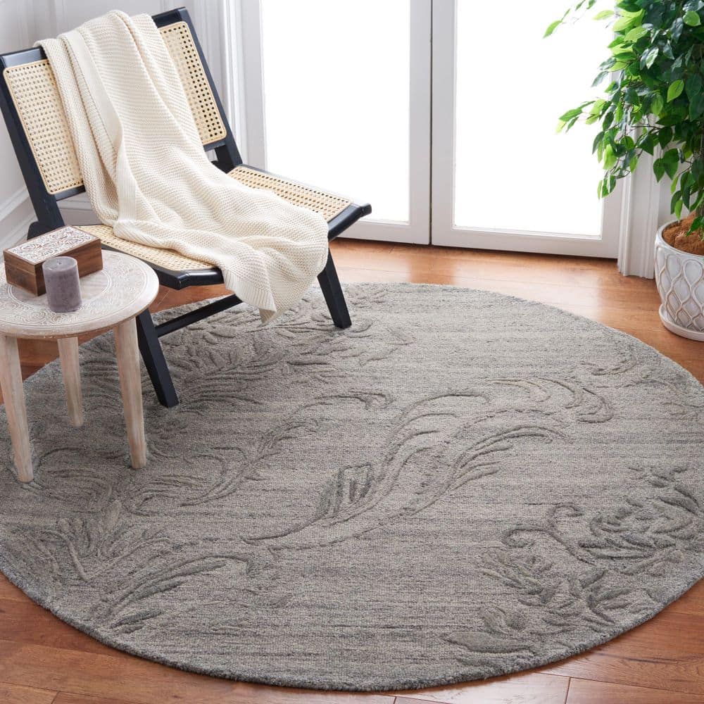 Jardin 6 ft. x 6 ft. Round Gray Oversized Floral Area Rug price history on PriceWatchPro
