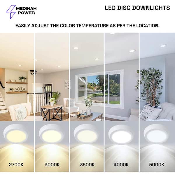 MEDINAH POWER 6 in. 75-Watt Equivalent LED Dimmable Surface/E26