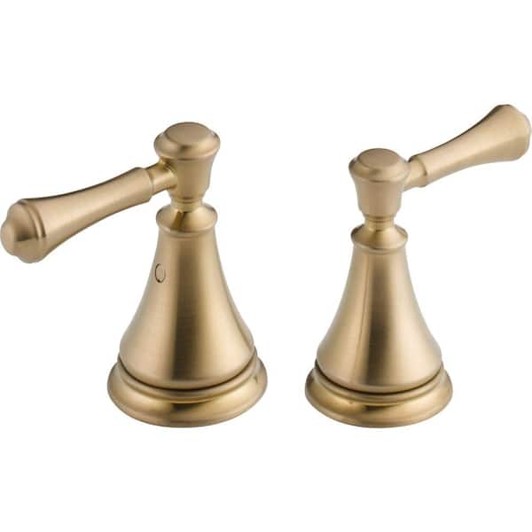 Delta Pair of Cassidy Gold Metal Lever Handles for Bathroom Faucet in Champagne Bronze