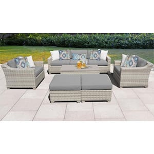 Fairmont 8-Piece Wicker Outdoor Sectional Seating Group with Grey Cushions