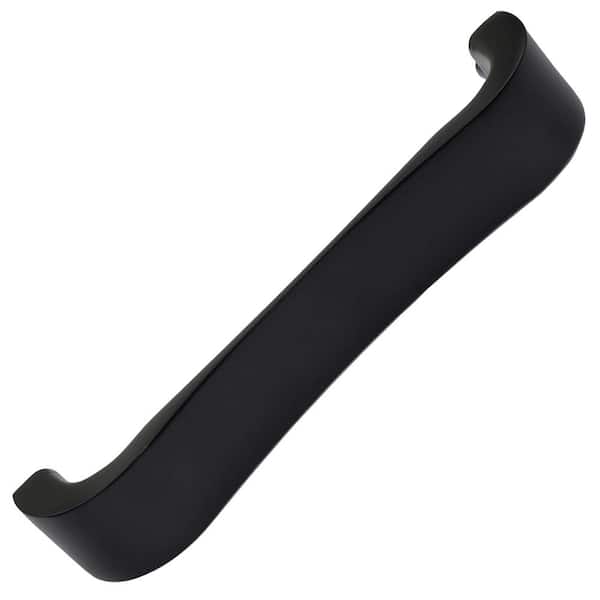 GlideRite 4-1/2 in. Center Matte Black Smooth Curved Flat Cabinet Pull Handles (10-Pk)