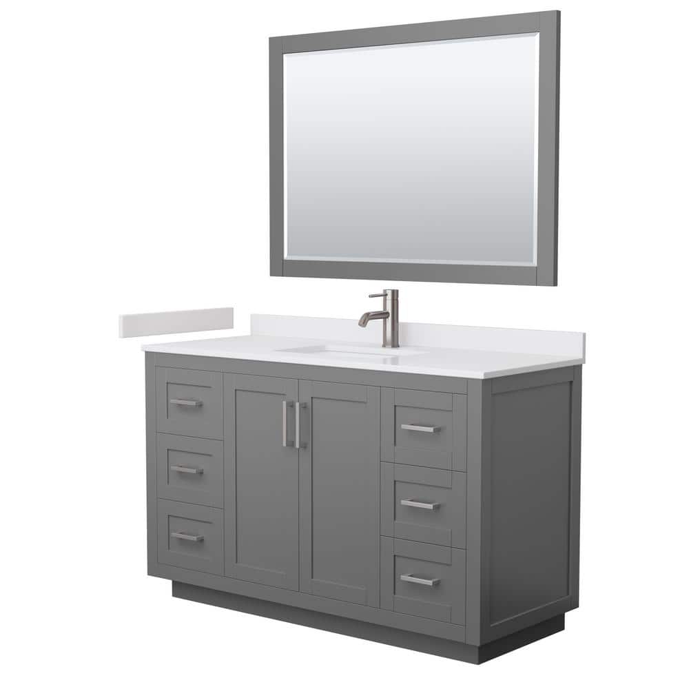 Miranda 54" Gray Freestanding Bathroom Vanity with Marble Top and Mirror