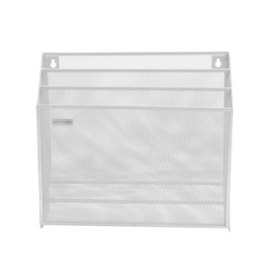 Mesh Wall File Holder 3.6 in. x 12.75 in. x 11.5 in. 3-Tier Vertical Mount/Hanging Organizer Office Organization, White