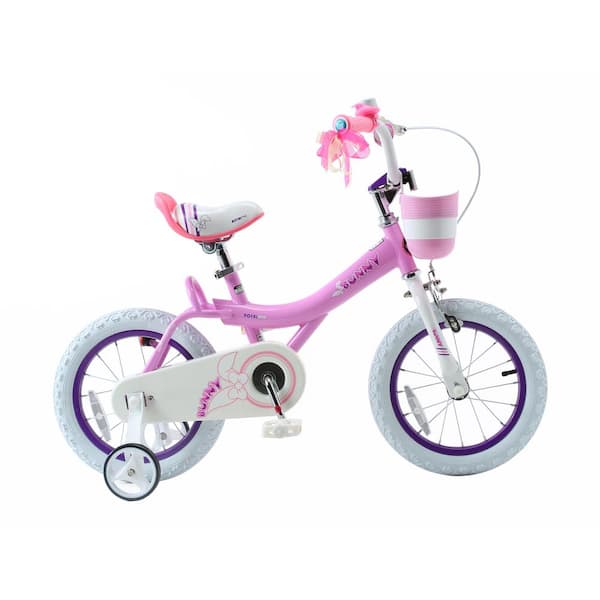 Royalbaby Bunny Girl's Bike 14 in. Wheels with Basket and Training Wheels Gifts for Kids Girl's Bicycles in Pink