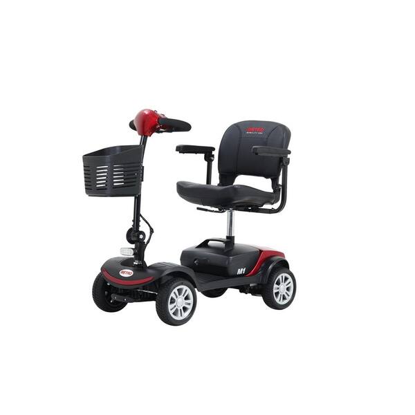 Unbranded 4-wheel outdoor compact, travel electric scooter with 300-Watt motor, suitable for adults and seniors, Red