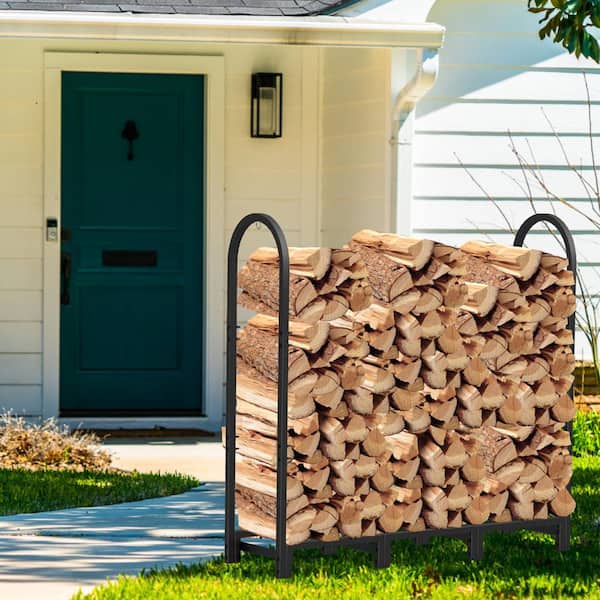 4 Foot Heavy Duty Firewood Log Rack Outdoor Firewood Holder