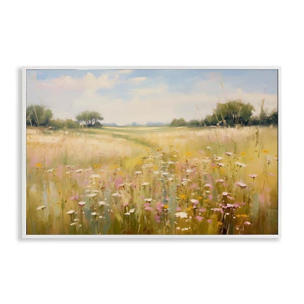 Stupell Industries Faded Wildflower Field by LSR Design Studio White Framed Nature Giclee Art Print 20 in. x 30 in.