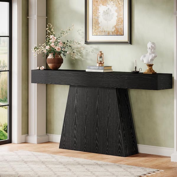 BYBLIGHT Turrella 63 in. Black Rectangle Wood Console Table Entryway Table