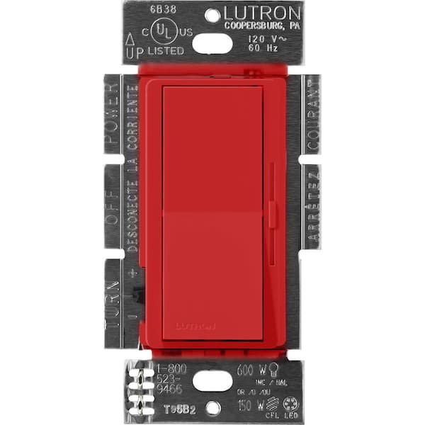 Lutron Diva Dimmer Switch for Electronic Low Voltage, 300-Watt/Single-Pole or 3-Way, Signal Red (DVSCELV-303P-SR)