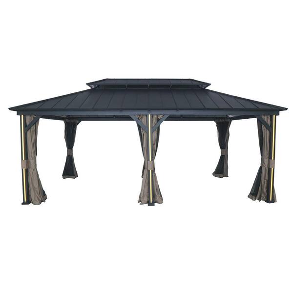 Unbranded - Outdoor Leisure 20 ft. x 12 ft. Dark Brown Hard Top Gazebo