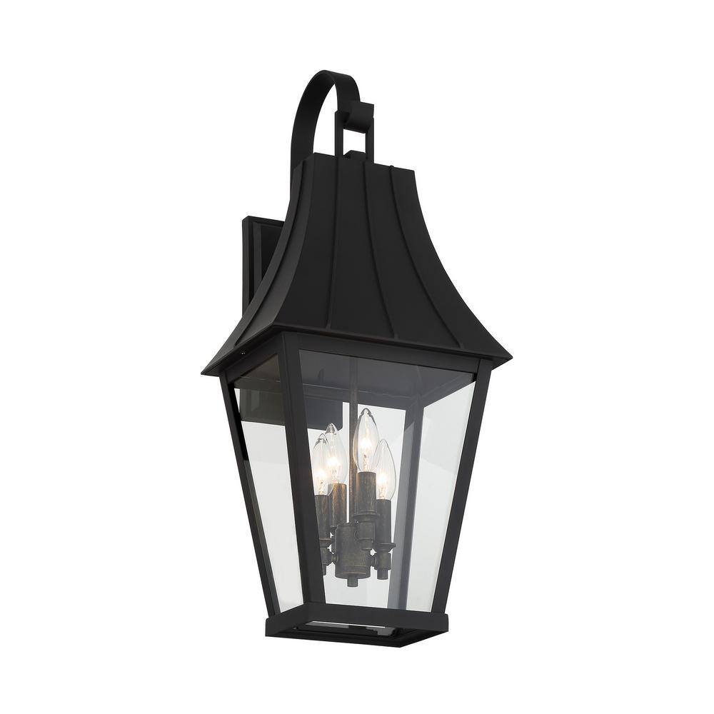 Black and Gold Glass 4-Light Dimmable Sconce