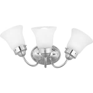 Fluted Glass Collection 3-Light Polished Chrome Etched Fluted Glass Traditional Bath Vanity Light