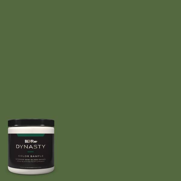 BEHR DYNASTY 8 oz. #M380-7 Alfalfa Extract Semi-Gloss Enamel Stain-Blocking Interior/Exterior Paint & Primer Sample