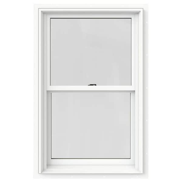 JELD-WEN 25.375 in. x 48 in. W-2500 Series White Painted Clad Wood Double Hung Window w/ Natural Interior and Screen