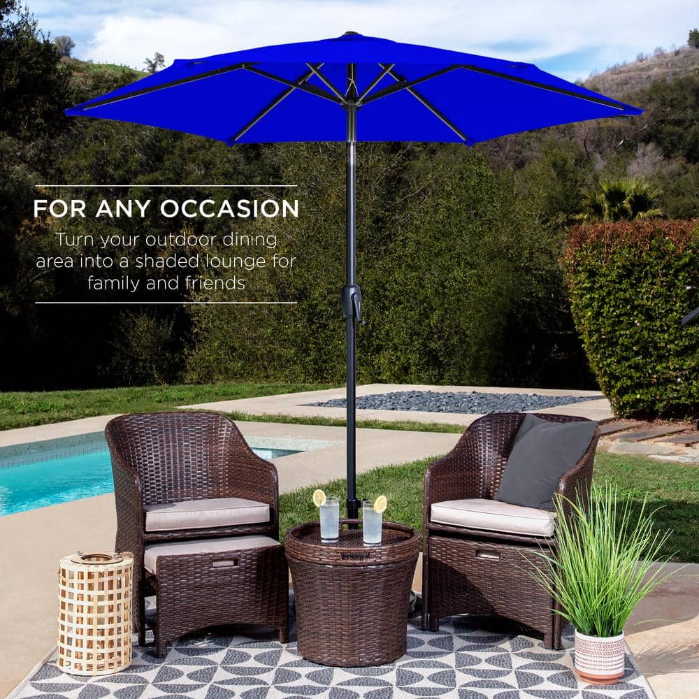 Resort Blue 7.5ft Heavy-Duty Outdoor Patio Umbrella with Steel Pole