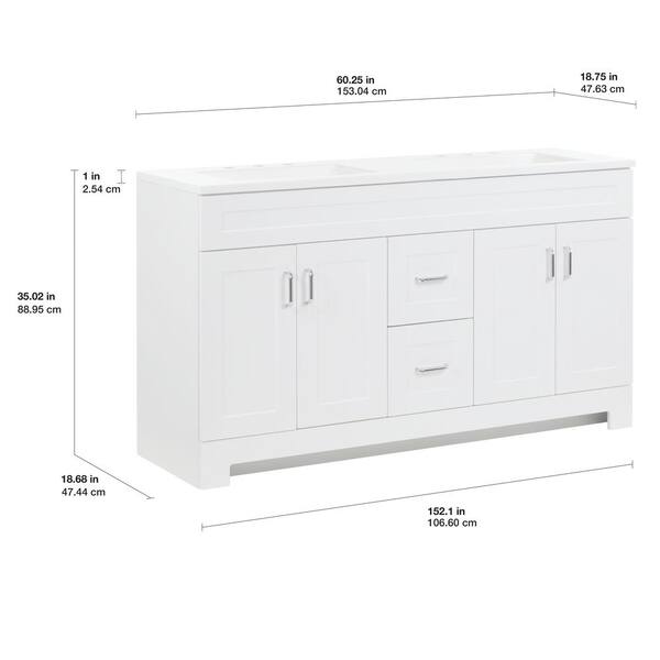 Project Source 60-in White Bathroom Vanity Cabinet