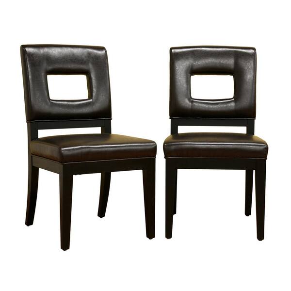 Baxton Studio Faustino Dark Brown Faux Leather Upholstered Dining Chairs (Set of 2)