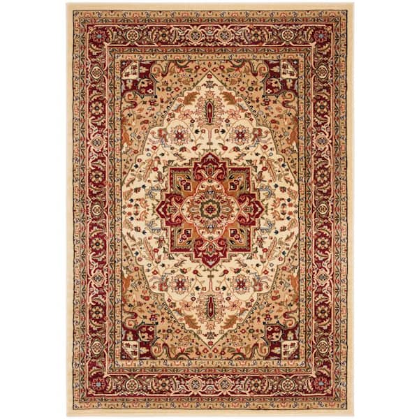 Lyndhurst 6 ft. x 8 ft. Ivory/Red Medallion Area Rug