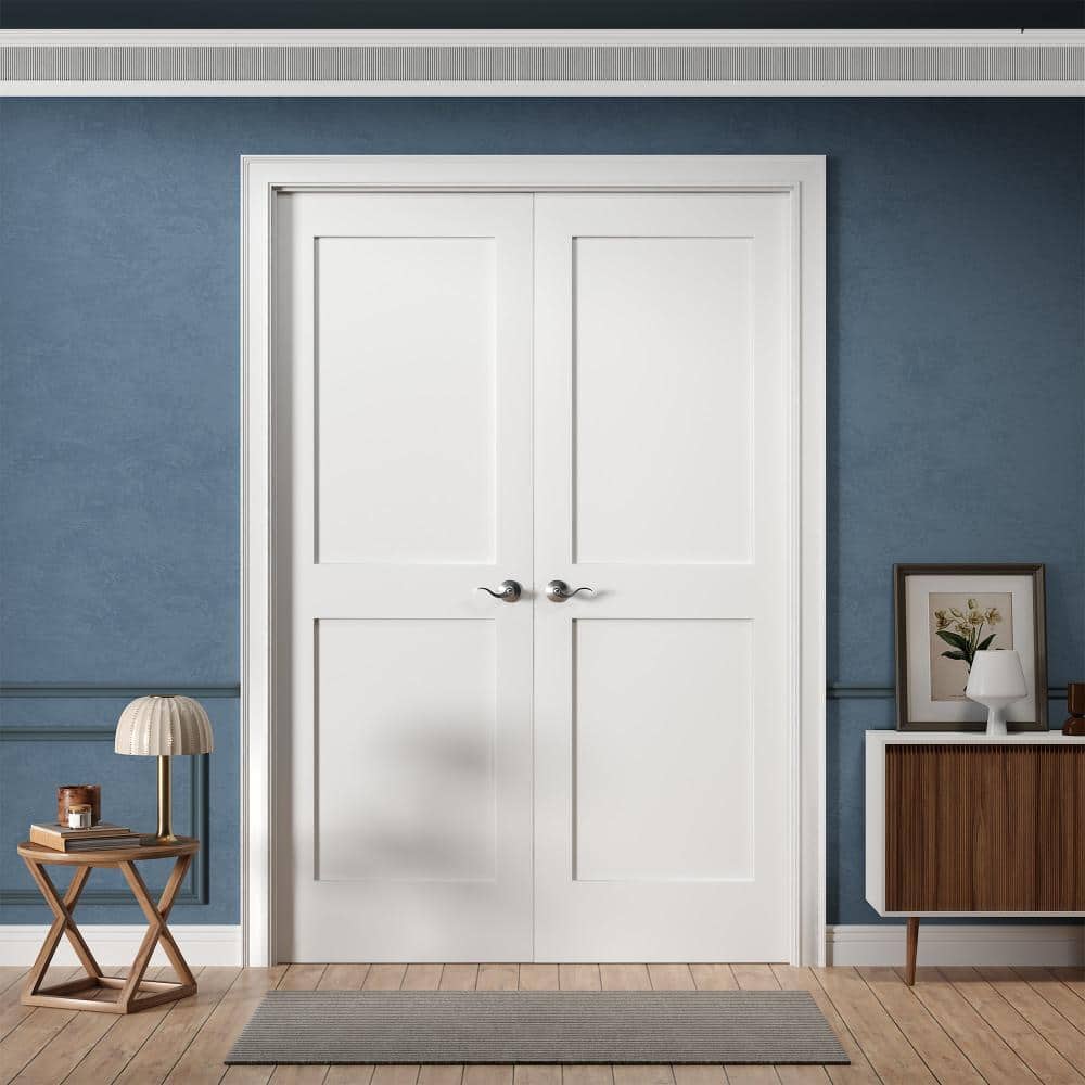 68 in. x 80 in. Ready-to-Prehung Interior Double French Door 2-Panel Shaker Solid Core White Primed with Jamb Kit price history on PriceWatchPro