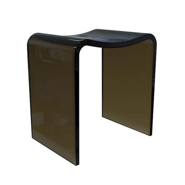 SJ STAR&JANE 15 in. x 12 in. x 16 in. Solid Surface Shower Stool Vanity Seat Walk In Shower Seat in Transparent Sepia